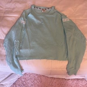 Off the shoulder Tiffany blue PINK cropped sweater